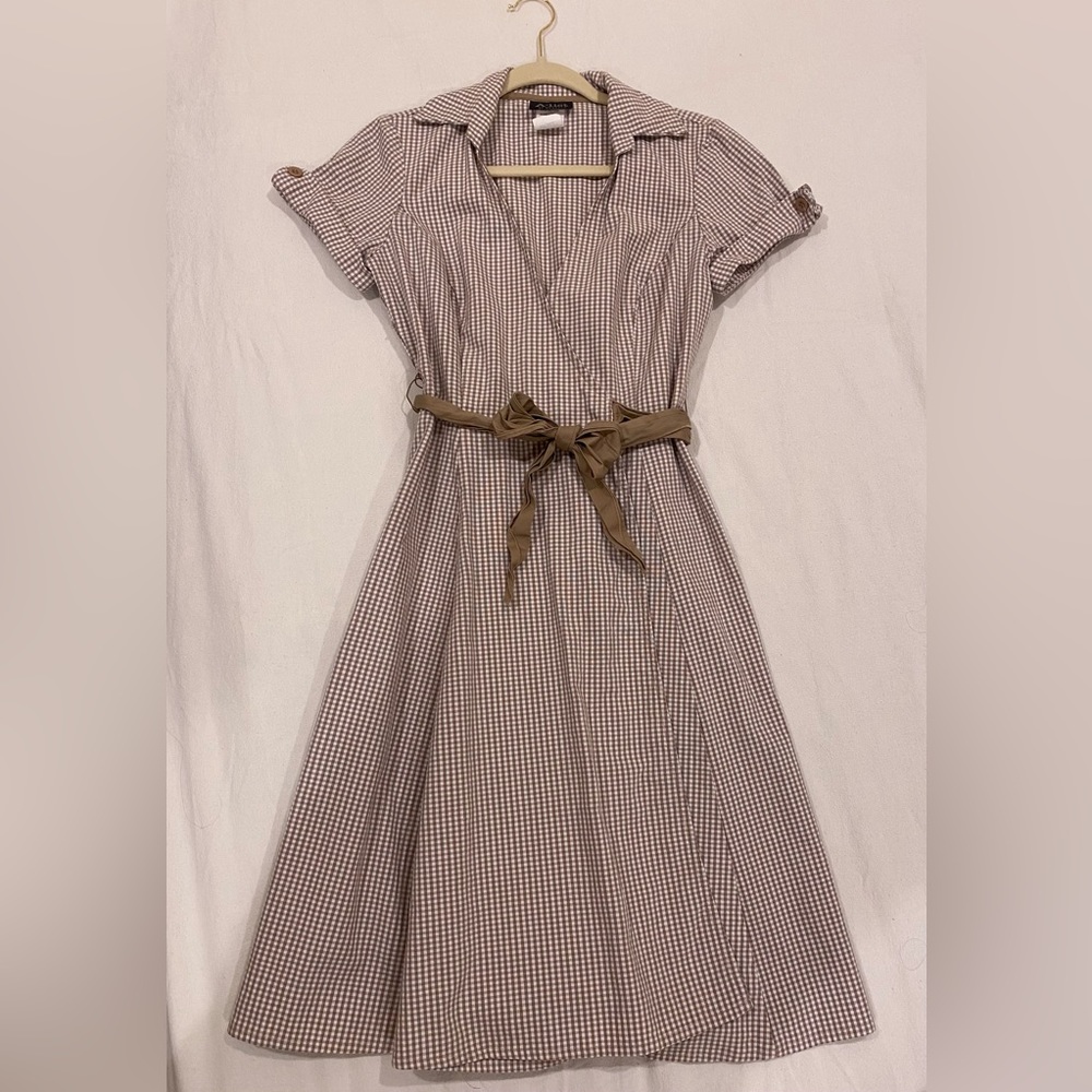 Vintage, Gingham Wrap Dress- Women’s Small